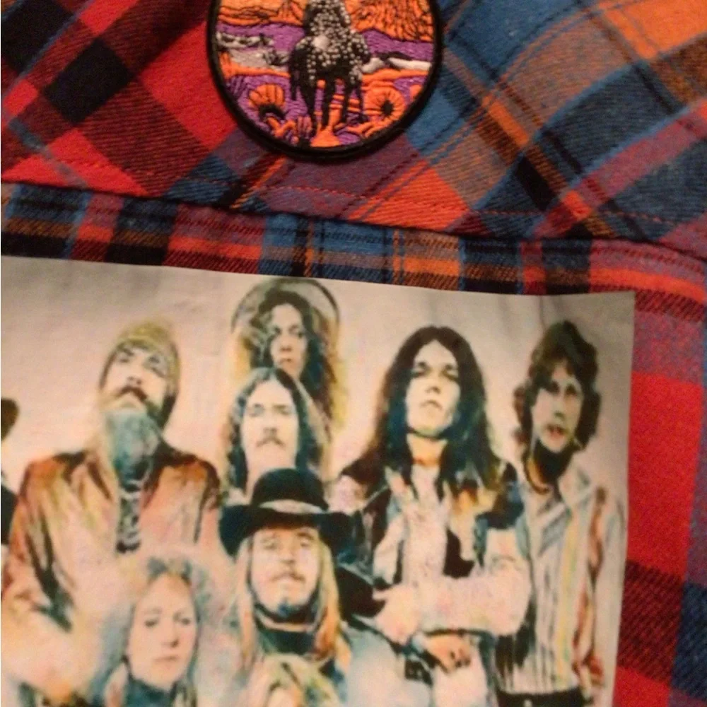 Host pick ! SALE Upcycled Lynyrd Skynyrd Plaid Flannel Shirt - Picture 3 of 6